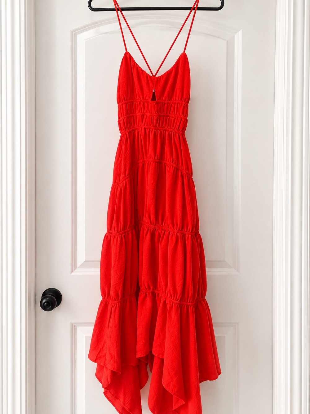Monteau Los Angeles Red Tiered Maxi Dress Size S